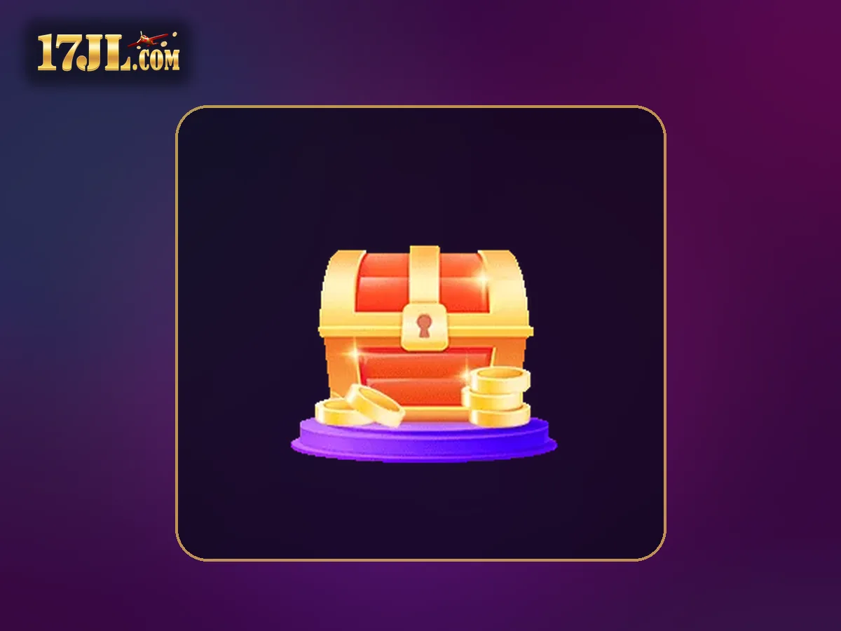 17JL promotions visual featuring Animated treasure chest with coins